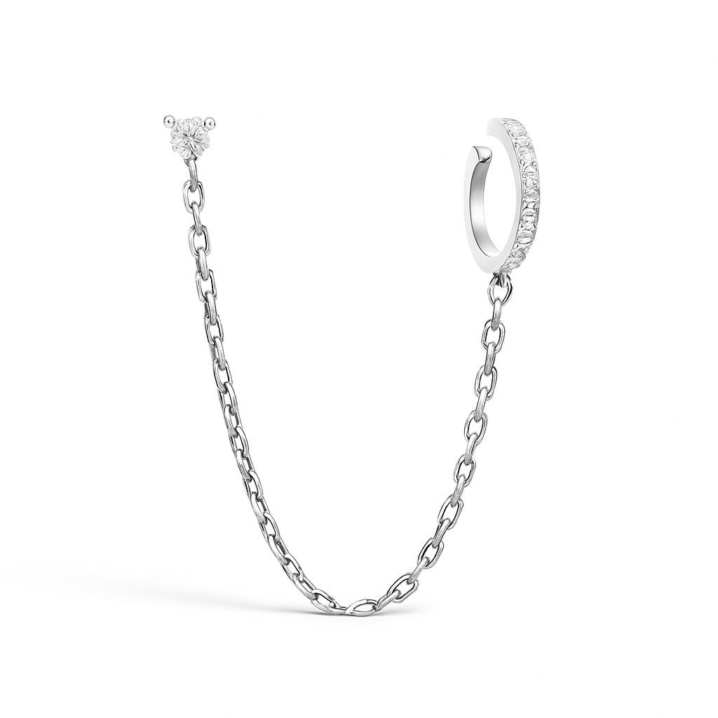 Earstud & Connected Ear Cuff Silver
