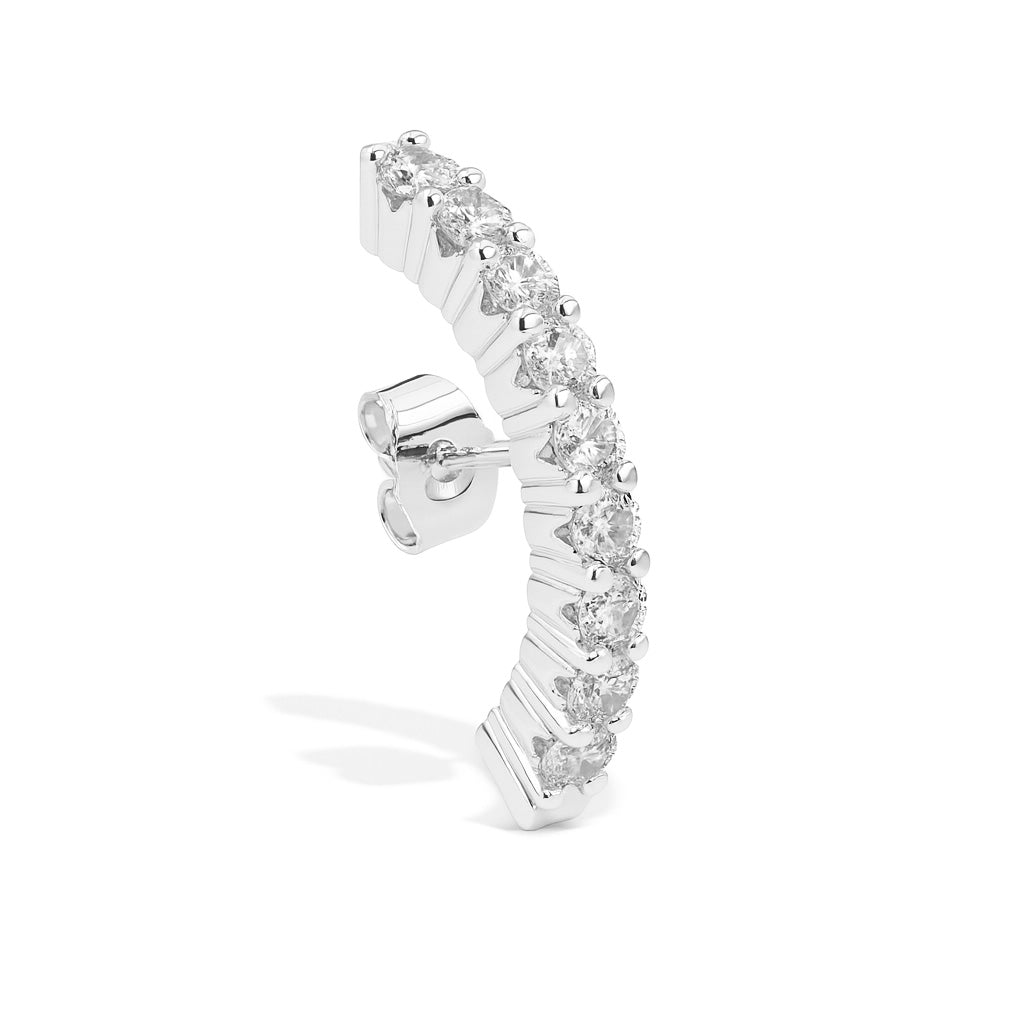 Hug zirconia earstud in silver color rhodium plated – Billion Avenue jewelry