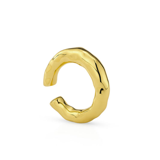 Molten ear cuff in 14k gold plated with organic design – Billion Avenue jewelry