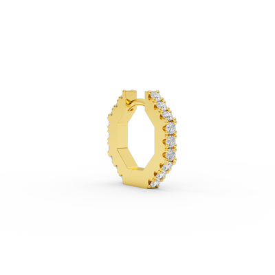 Nova Diamond Earring in gold, front-side view – Billion Avenue