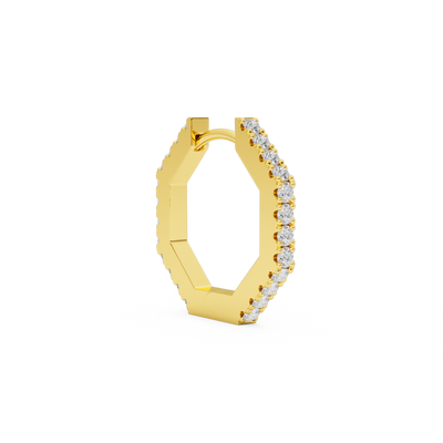 Novi Diamond Earring in gold, front-side view – Billion Avenue