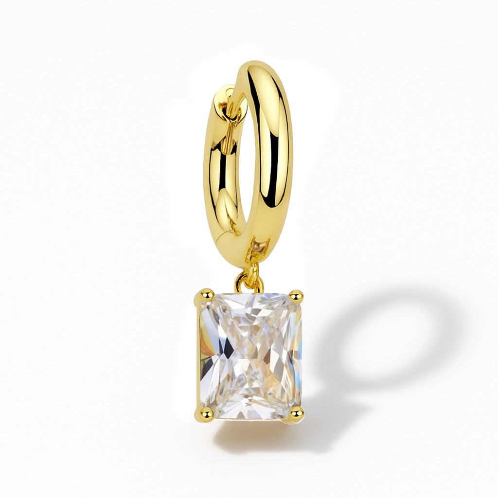 Radiant-cut zirconia hoop earring in 14k gold plated – Billion Avenue jewelry