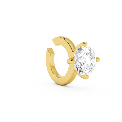Solitaire Classic Earcuff in gold, front-side view – Billion Avenue
