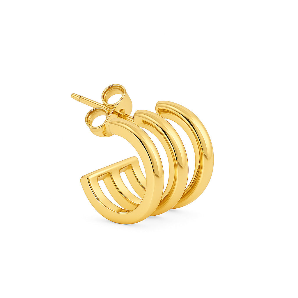 Trio hoop earstud in 14k gold plated – Billion Avenue jewelry