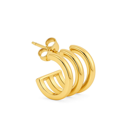 Trio hoop earstud in 14k gold plated – Billion Avenue jewelry