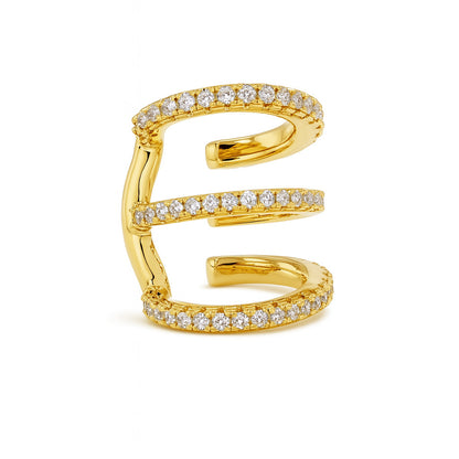 Triple zirconia ear cuff in 14k gold plated – Billion Avenue jewelry