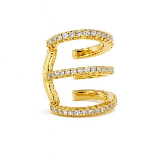 Triple zirconia ear cuff in 14k gold plated – Billion Avenue jewelry