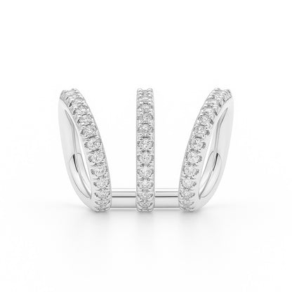 Triple zirconia ear cuff in 14k gold or rhodium plated – Billion Avenue jewelry