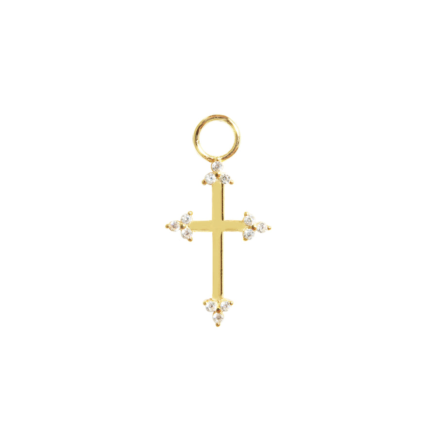 Clover Cross Charm Gold