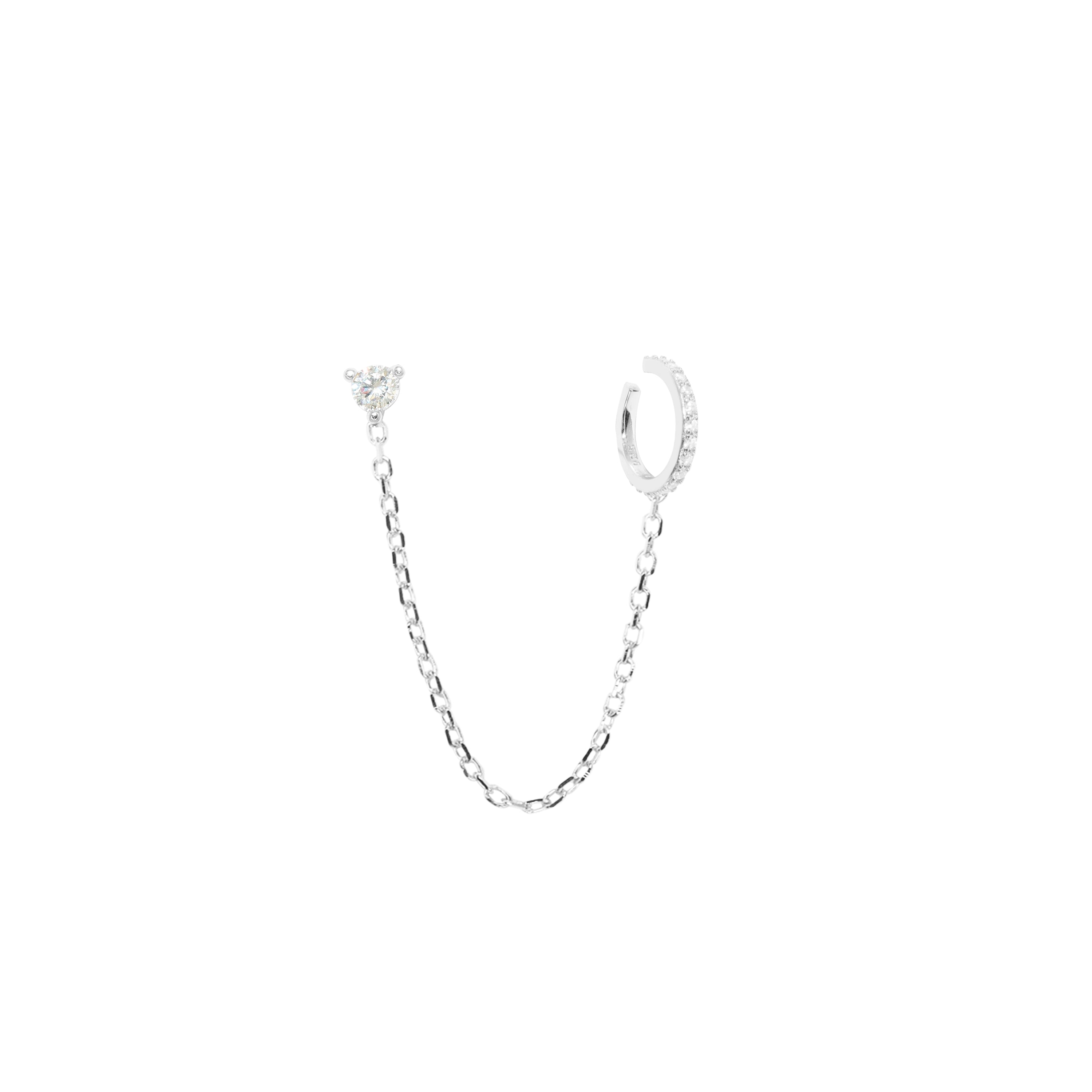 Earstud & Connected Ear Cuff Silver