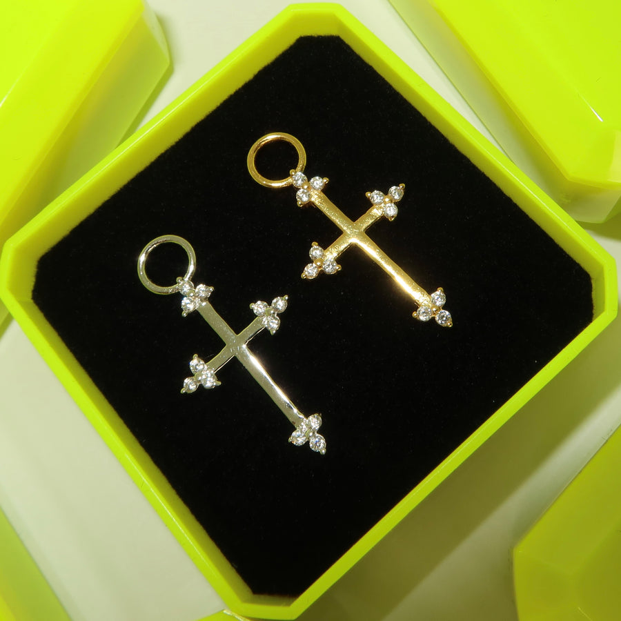 Clover Cross Charm Silver